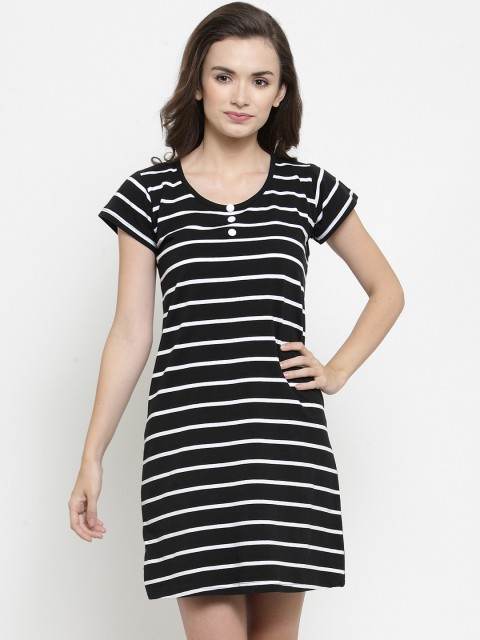 

Claura Black Striped Nightdress