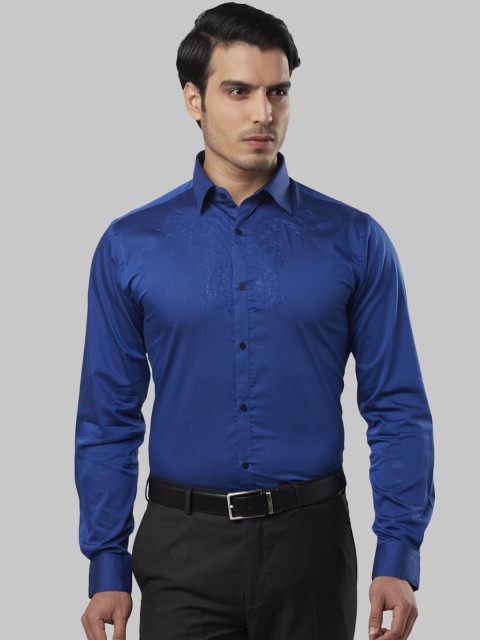 

Raymond Men Blue Slim Fit Self Design Formal Shirt