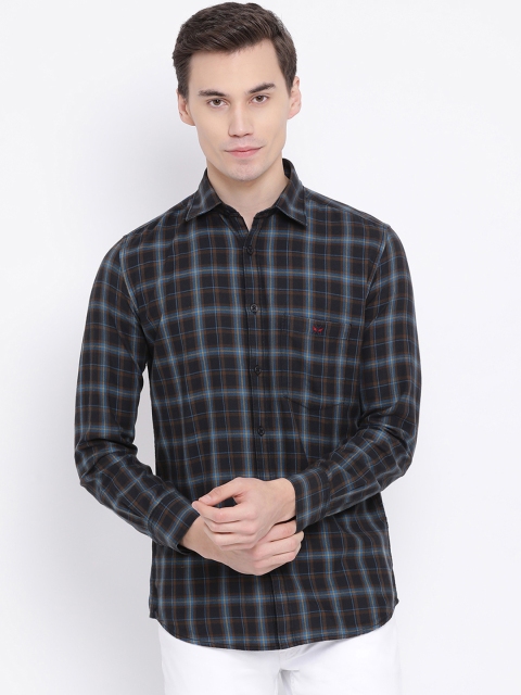 

Crimsoune Club Men Black & Blue Slim Fit Checked Casual Shirt