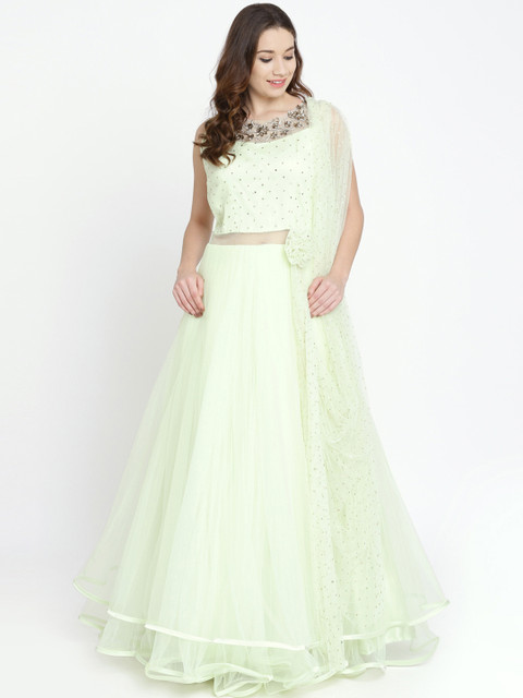 

Koskii Women Green Embellished Maxi Dress With Dupatta