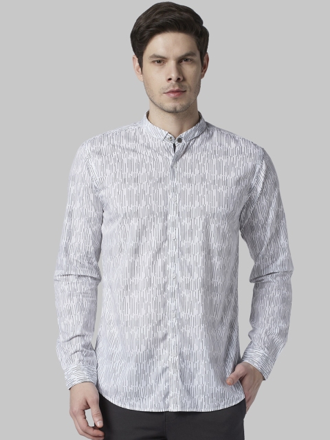 

Park Avenue Men White Slim Fit Printed Casual Shirt