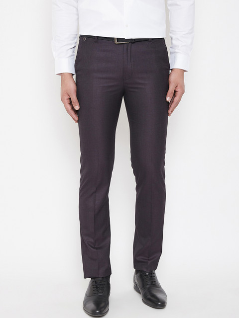 

Canary London Men Purple Smart Slim Fit Solid Regular Trousers