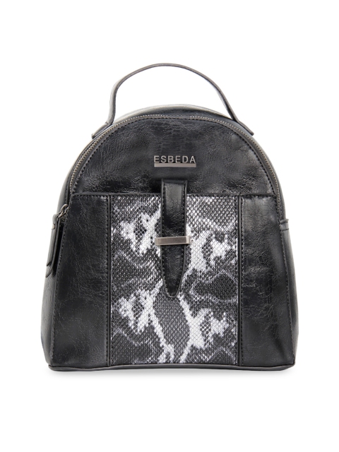 

ESBEDA Women Black Textured Backpack