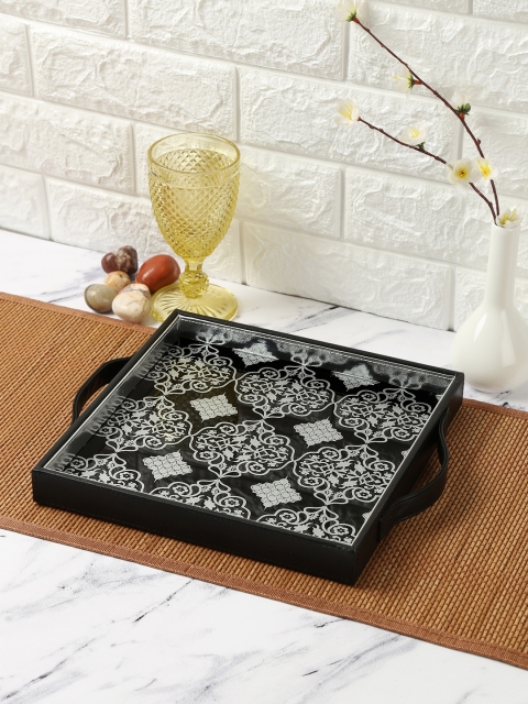 

India Circus by Krsnaa Mehta Black & White Printed Leather Tray