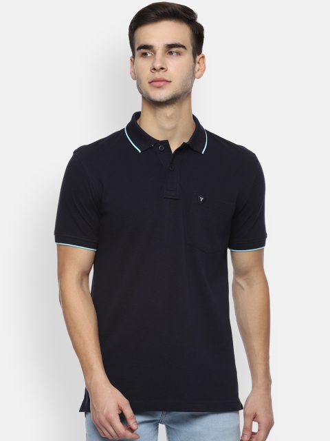 

Van Heusen Sport Men Navy Blue Solid Polo Collar Pure Cotton T-shirt