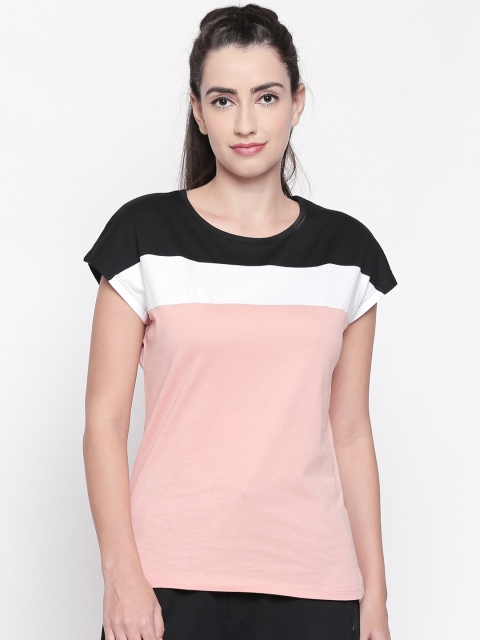 

Ajile by Pantaloons Women Pink & Black Colourblocked Top