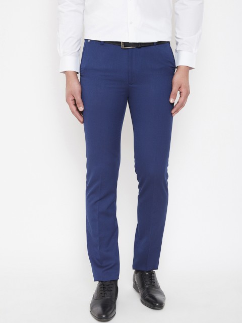 

Canary London Men Navy Blue Smart Slim Fit Solid Regular Trousers