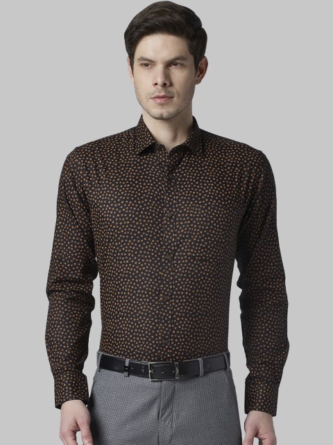

Park Avenue Men Black & Brown Slim Fit Printed Formal Shirt