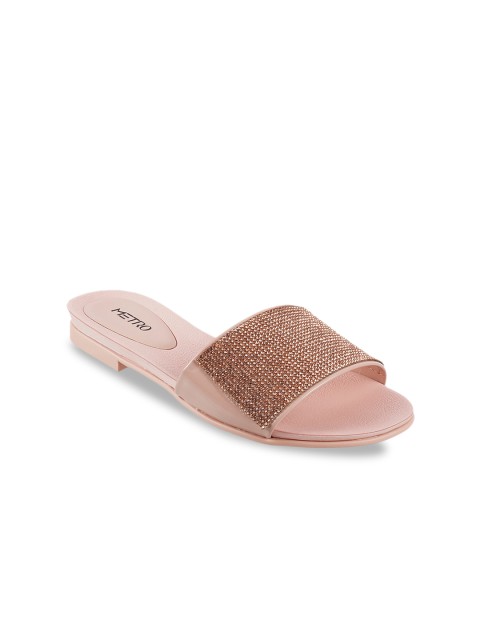

Metro Women Pink Embellished Open Toe Flats