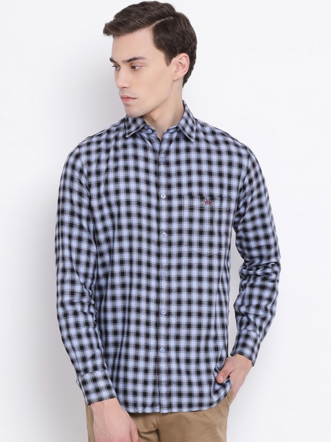 

Crimsoune Club Men Blue & Black Slim Fit Checked Casual Shirt