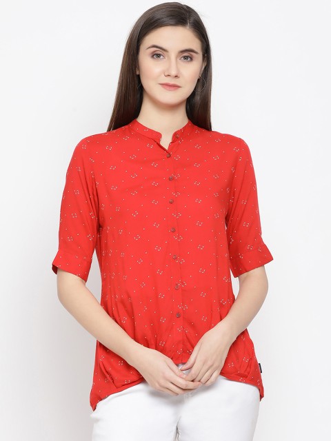 

Crimsoune Club Women Red Printed Shirt Style Top