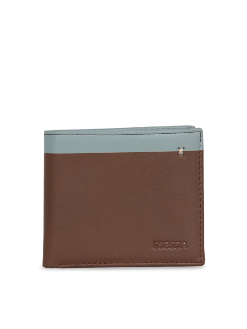 

ESBEDA Men Brown RFID Solid Two Fold Wallet
