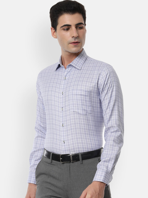 

Van Heusen Men Blue & White Slim Fit Checked Formal Shirt