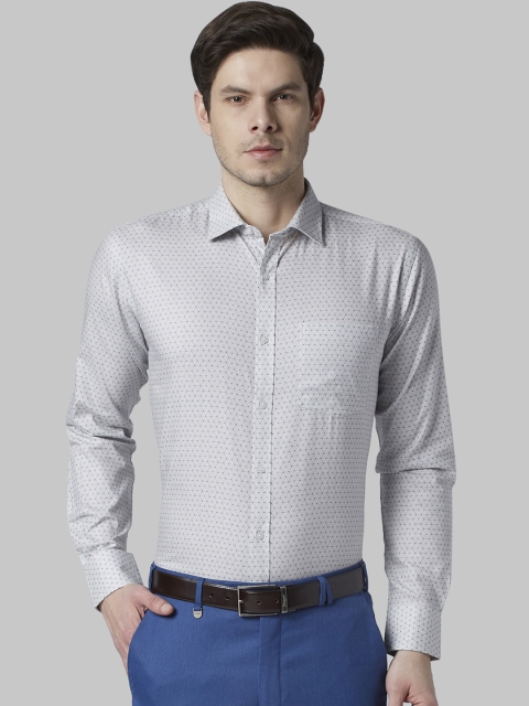 

Park Avenue Men Off-White & Blue Slim Fit Printed Formal Shirt