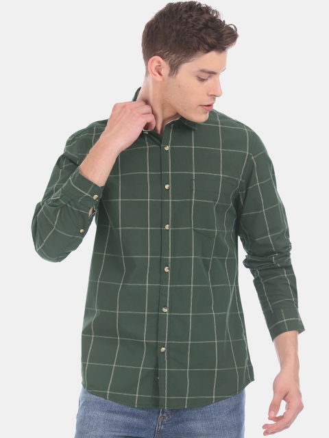 

Ruggers Men Green Regular Fit Checked Casual Shirt