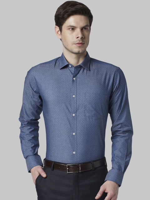 

Park Avenue Men Blue & Off-White Slim Fit Printed Formal Shirt