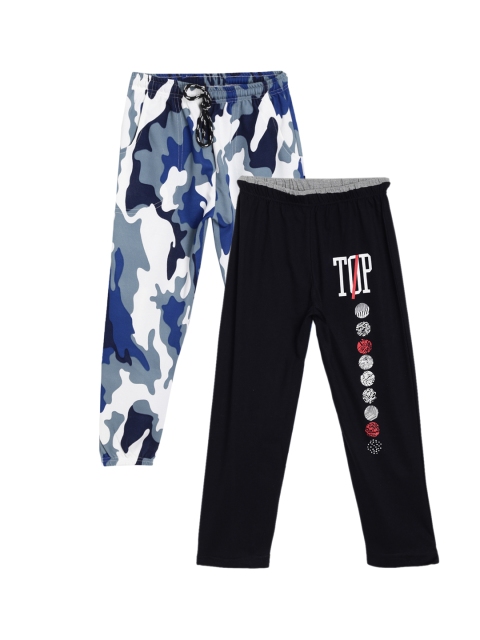

SWEET ANGEL Girls Pack of 2 Navy Blue & Grey Printed Straight-Fit Track Pants