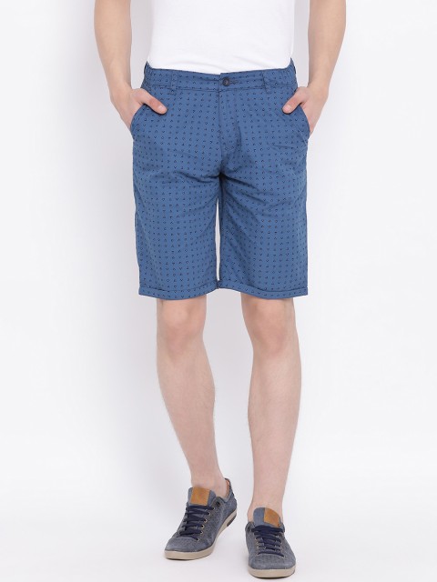 

Crimsoune Club Men Blue Printed Slim Fit Regular Shorts