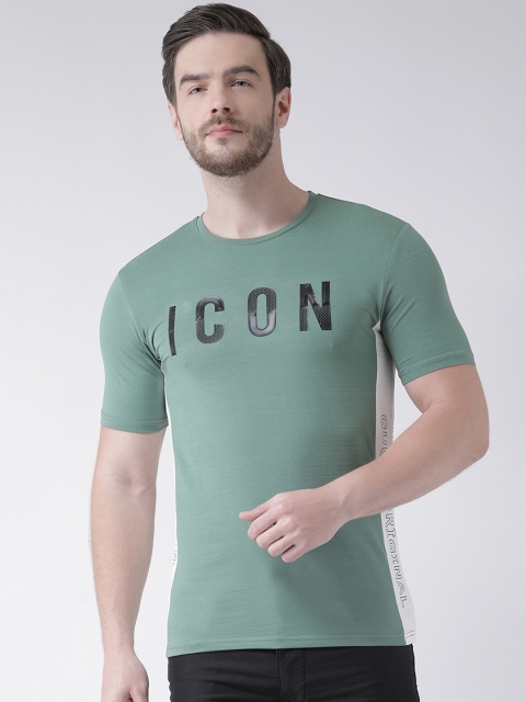 

Rex Straut Jeans Men Olive Green Printed Round Neck Slim Fit T-shirt