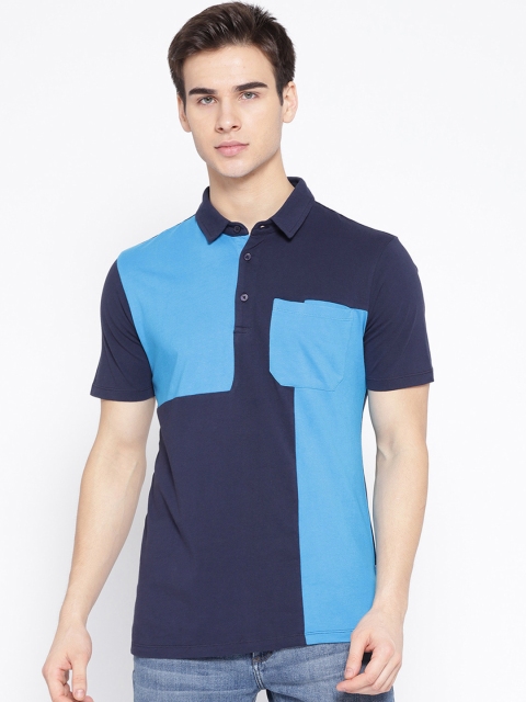 

LA LOFT Men Blue Colourblocked Polo Collar T-shirt