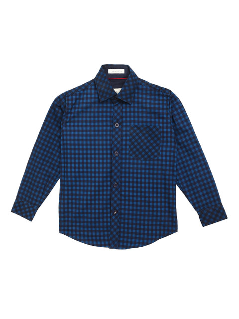 

Aj DEZInES Boys Navy Blue Comfort Regular Fit Checked Casual Shirt