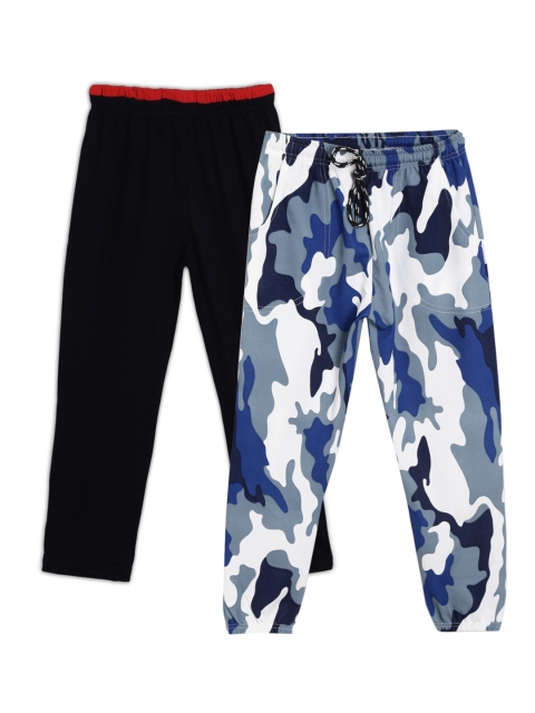 

SWEET ANGEL Girls Pack of 2 Black & Blue Printed Straight-Fit Track Pants