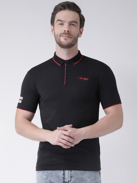 

Rex Straut Jeans Men Black Printed Polo Collar T-shirt