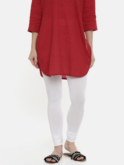 

Bitz Women White Solid Churidar Leggings