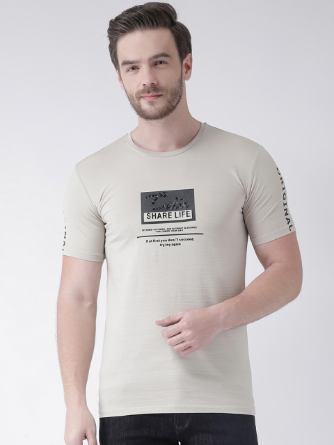 

Rex Straut Jeans Men Cream-Coloured Printed Round Neck T-shirt