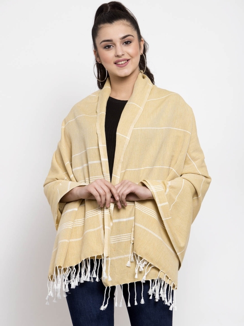 

KLOTTHE Women Mustard Yellow & White Striped Stole