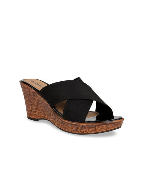 

SOLES Women Black Solid Wedges
