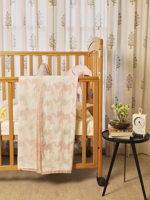 

Masaya Peach-Colored Abstract AC Room 210 GSM Single Bed Dohar