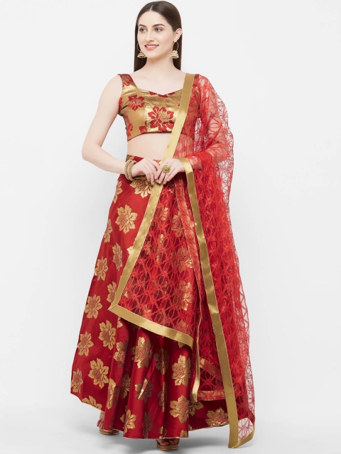 

Aasvaa Red Semi-Stitched Lehenga & Unstitched Blouse With Dupatta
