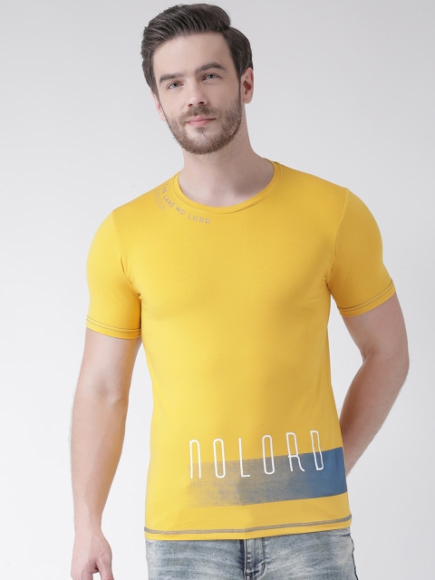 

Rex Straut Jeans Men Yellow Slim Fit Printed Round Neck T-shirt