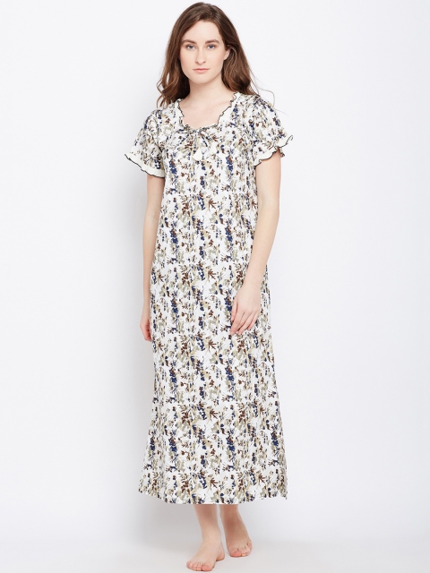 

Claura White & Blue Printed Nightdress