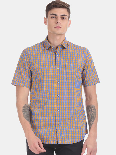 

Ruggers Men Yellow & Blue Regular Fit Checked Casual Shirt