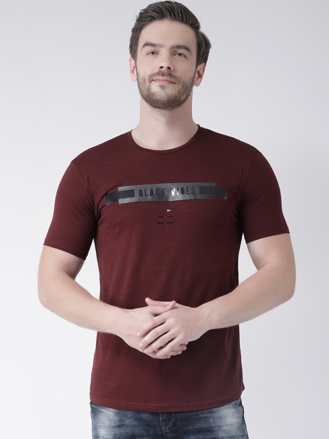 

Rex Straut Jeans Men Maroon Printed Round Neck Slim Fit T-shirt