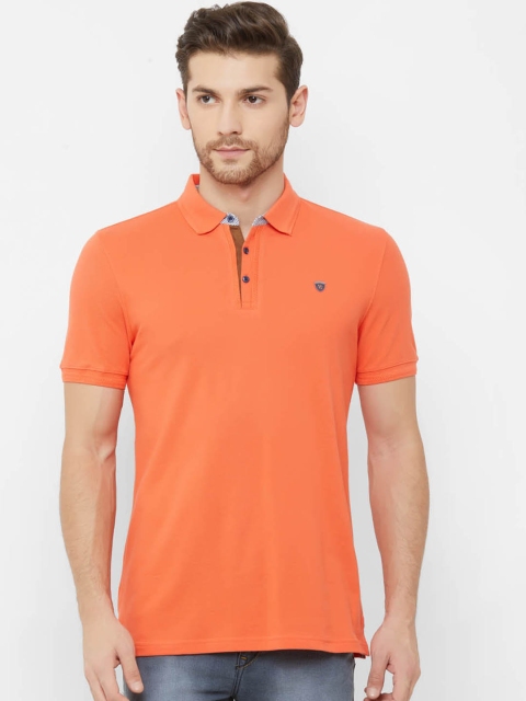 

NEXGEN CLUB Men Orange Solid Polo Collar T-shirt