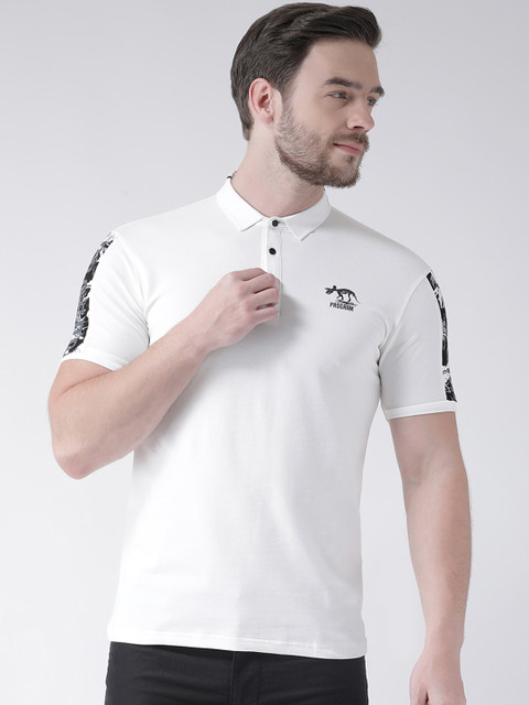 

Rex Straut Jeans Men White Solid Slim Fit Polo Collar T-shirt