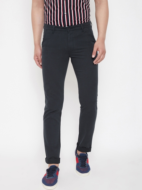 

Canary London Men Navy Blue Smart Slim Fit Solid Regular Trousers