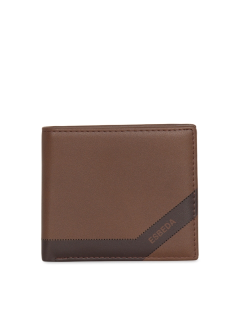 

ESBEDA Men Brown RFID Solid Two Fold Wallet