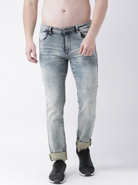 

Rex Straut Jeans Men Blue Tapered Fit Mid-Rise Clean Look Stretchable Jeans