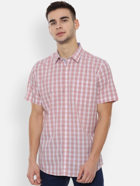 Van Heusen Sport Men Pink & White Slim Fit Checked Casual Shirt