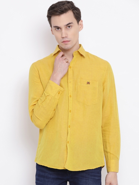 

Crimsoune Club Men Yellow Standard Slim Fit Solid Casual Shirt