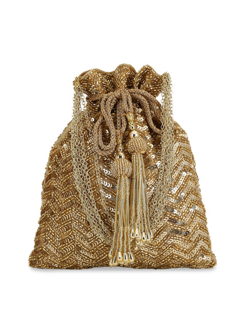 

Tarini Nirula Gold-Toned Embellished Potli with Tasselled Detail