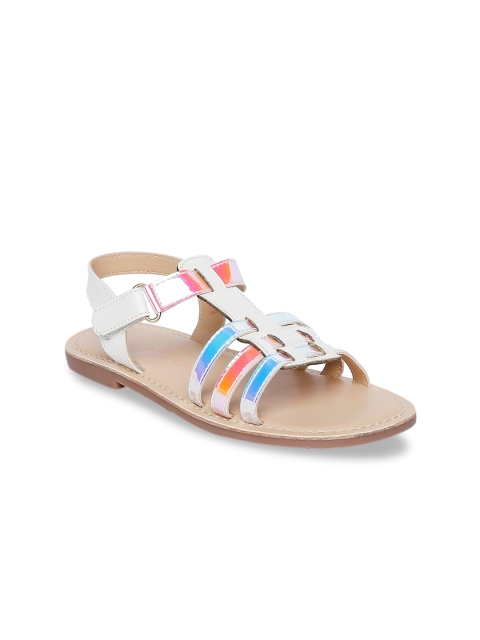 

Aria Nica Girls Multicoloured Solid Leather Open Toe Flats, Multi