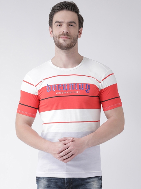 

Rex Straut Jeans Men White & Red Colourblocked Slim Fit Round Neck T-shirt