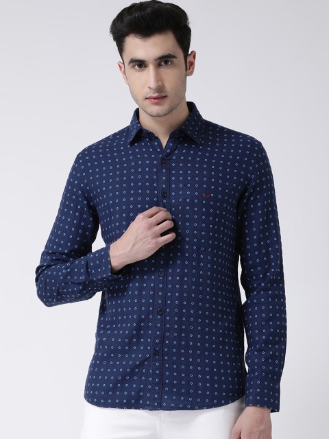 

Crimsoune Club Men Navy Blue & White Slim Fit Printed Casual Shirt