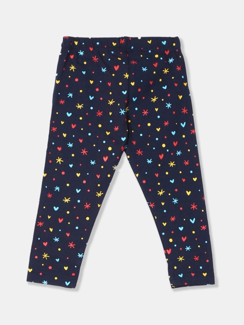 

Donuts Infant Girls Navy Blue Printed Ankle-Length Leggings