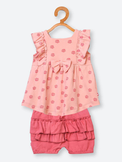 

Nino Bambino Girls Pink Printed Top with Shorts